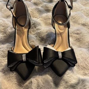 Kelly & Katie Black Bow Heels